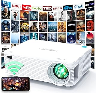 WISELAZER Movie Projector, 5G WiFi Bluetooth 4K Projector Native 1080P, Built-in Dust Filter/AirPlay/Miracast/Zoom, LED Home Cinema HD Projector, Compatible with Smartphone/PC/TV Box/HDMI/USB