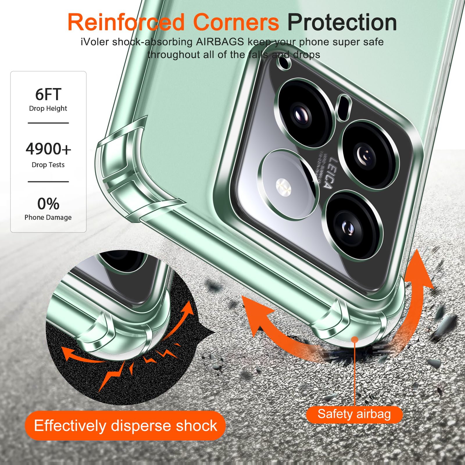 IVoler Cover + 2 Pellicole Per Xiaomi 14T: Custodia Trasparente TPU Antiurto E Vetro Temperato 9H, Protezione 360°
