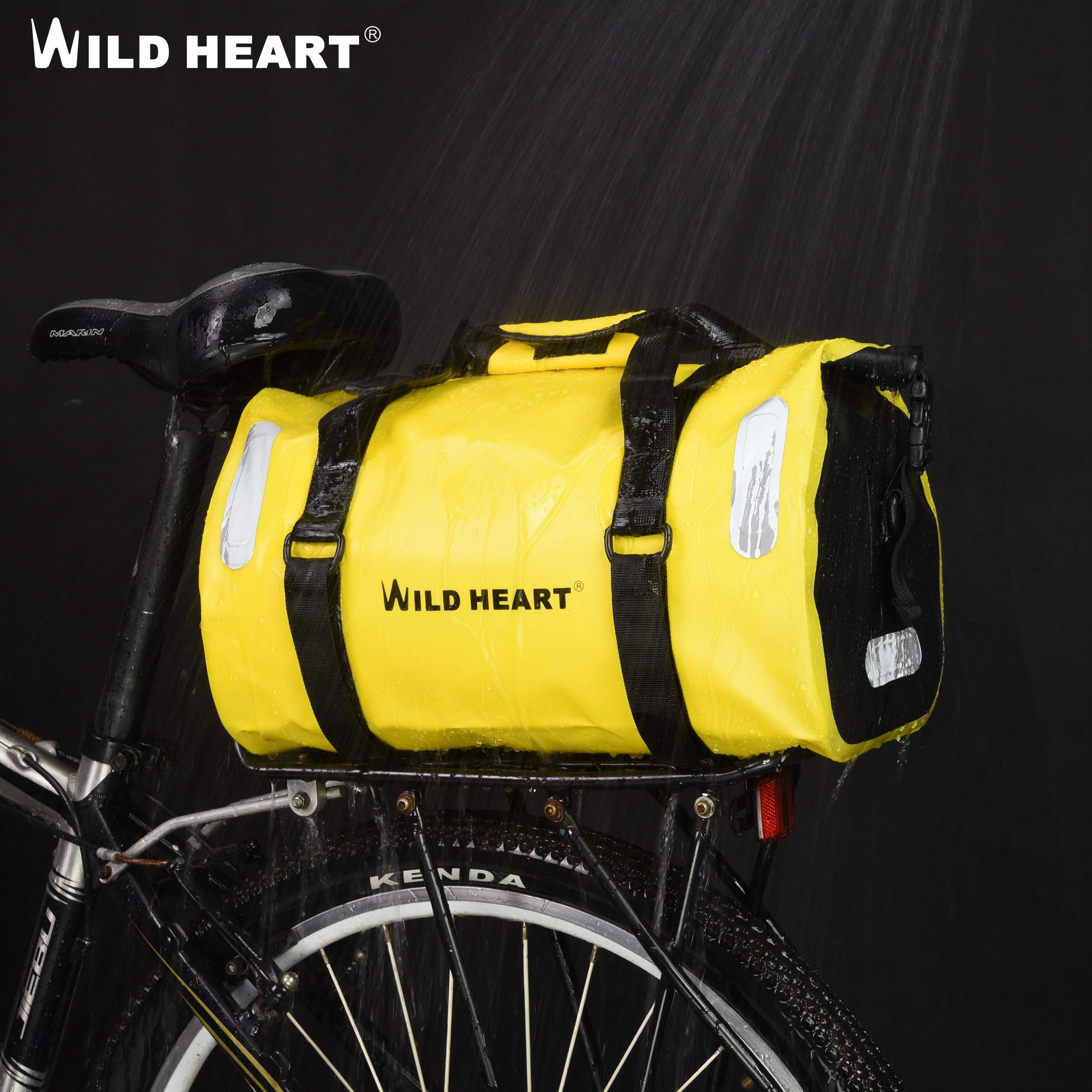 WILD HEART 18L wasserdichte Gepäckträgertasche für Fahrrad mit Schweißnaht, Umhängetasche Rucksack Professionelles Fahrradzubehör (GELB)