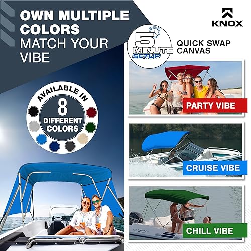 Miniatura 4 de Lona universal de repuesto Bimini de 3 arcos y paredes laterales desmontables con funda de almacenamiento, toldo de barco de grado marino 900D con