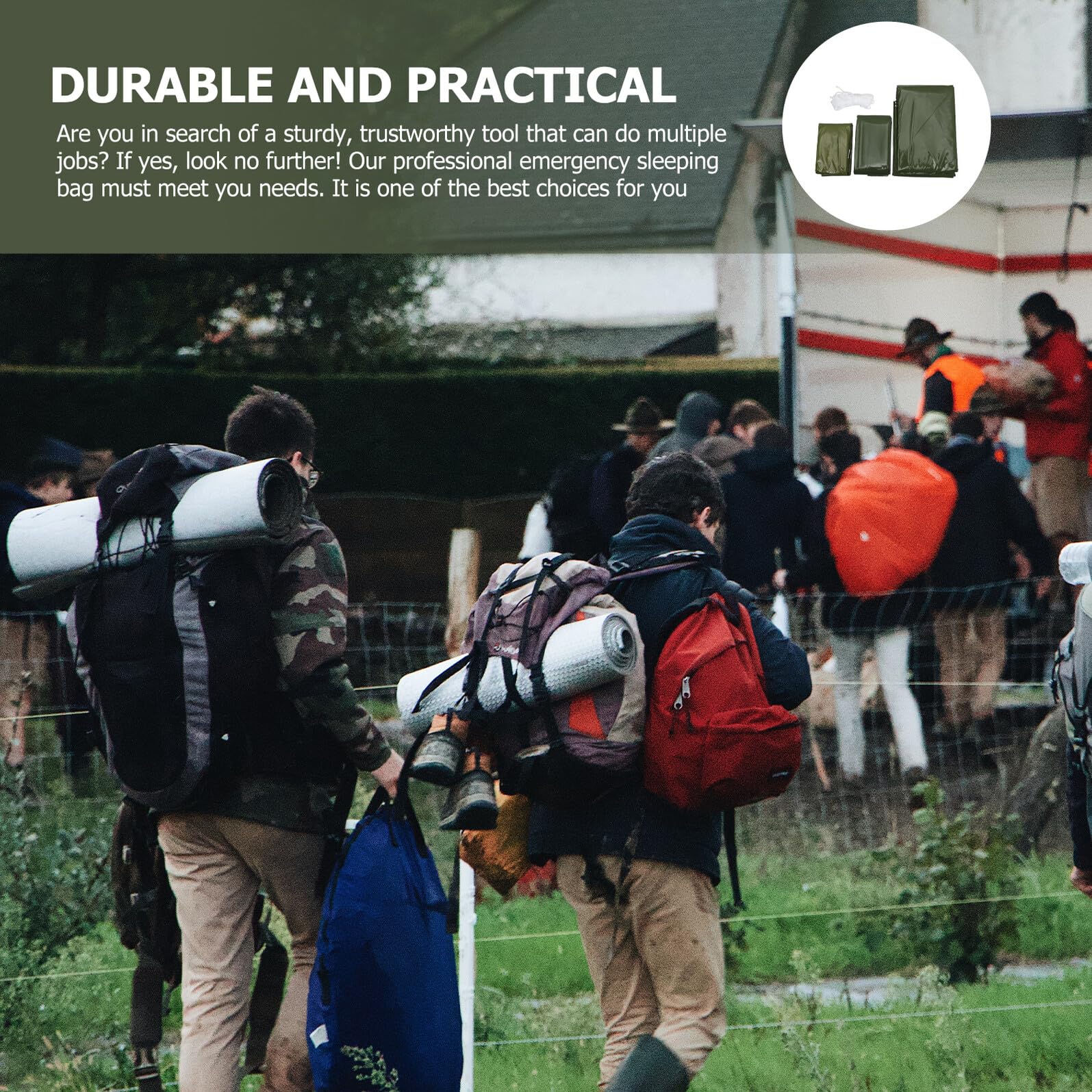 Notfall Überlebensschlafsack aus Pe, Grün, Tragbar und Robust | Notfall und Wildabenteuer, Leicht zu Transportieren, Kompakt Verstaubar