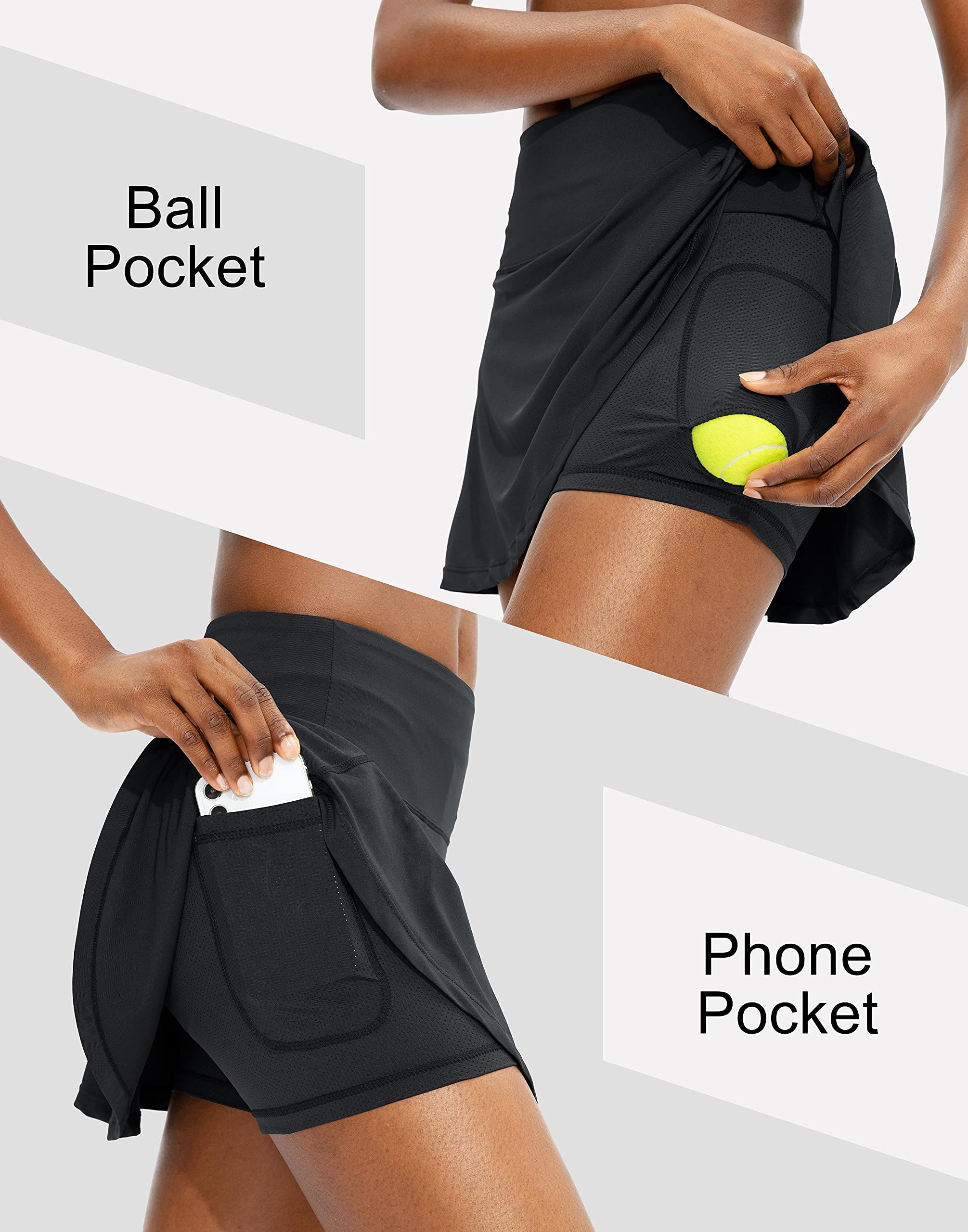 ThreeH Tennis Skorts Röcke plissiert Golf High Waisted Athletic Skort Workout Sportrock mit 4 Taschen