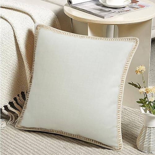 Miniatura 2 de Merrycolor Juego de 2 fundas de almohada decorativas de granja de 18 x 18 pulgadas, fundas de almohada beige texturizadas, fundas de almohada de