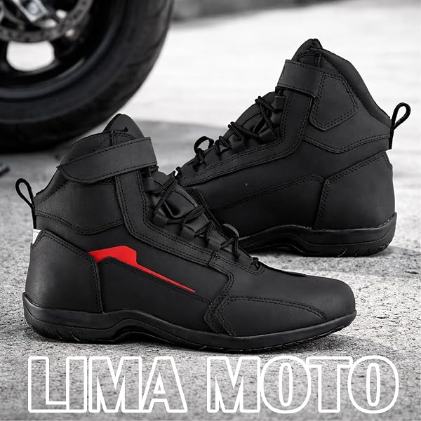 Lima BikerWear Leather Motorbike Boots Motorcyle Shoes CE-Approved Waterproof Protective Boots – Short Ankle Touring Armour & Anti-Slip - 4