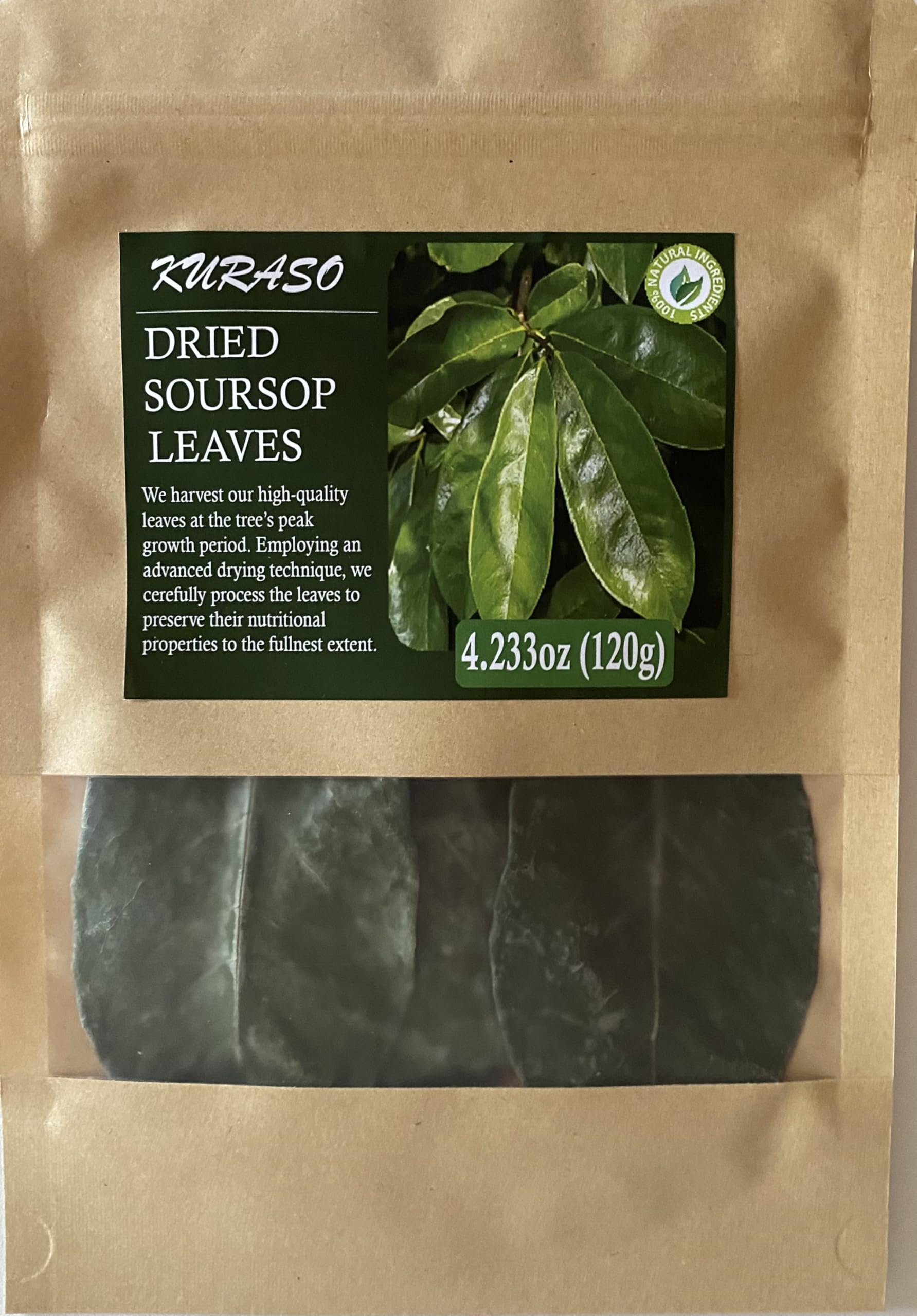 Premium Soursop Graviola Guanabana Dried Leaves for Tea, 120 gr 350-400 Soursop Leaves for Digestion, Boosting Immune, Improving Sleep & Skin Health.