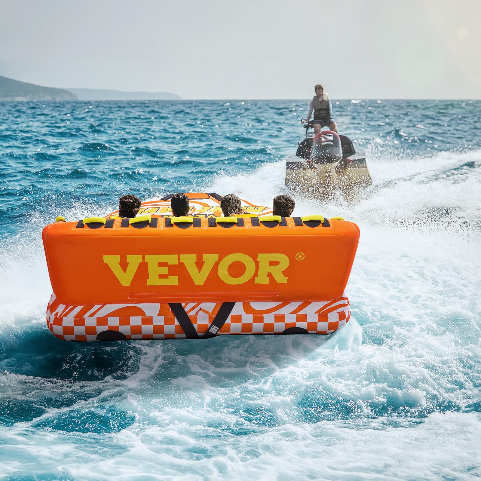 VEVOR Tubo Trainabile per Barche Capienza ca. 1-4 Persone Tappetino Gonfiabile per Barche attività Acquatiche Carico Max. 308kg, Tubo Trainabile per Sport Acquatici Gommone Gonfiabile Feste Nautica
