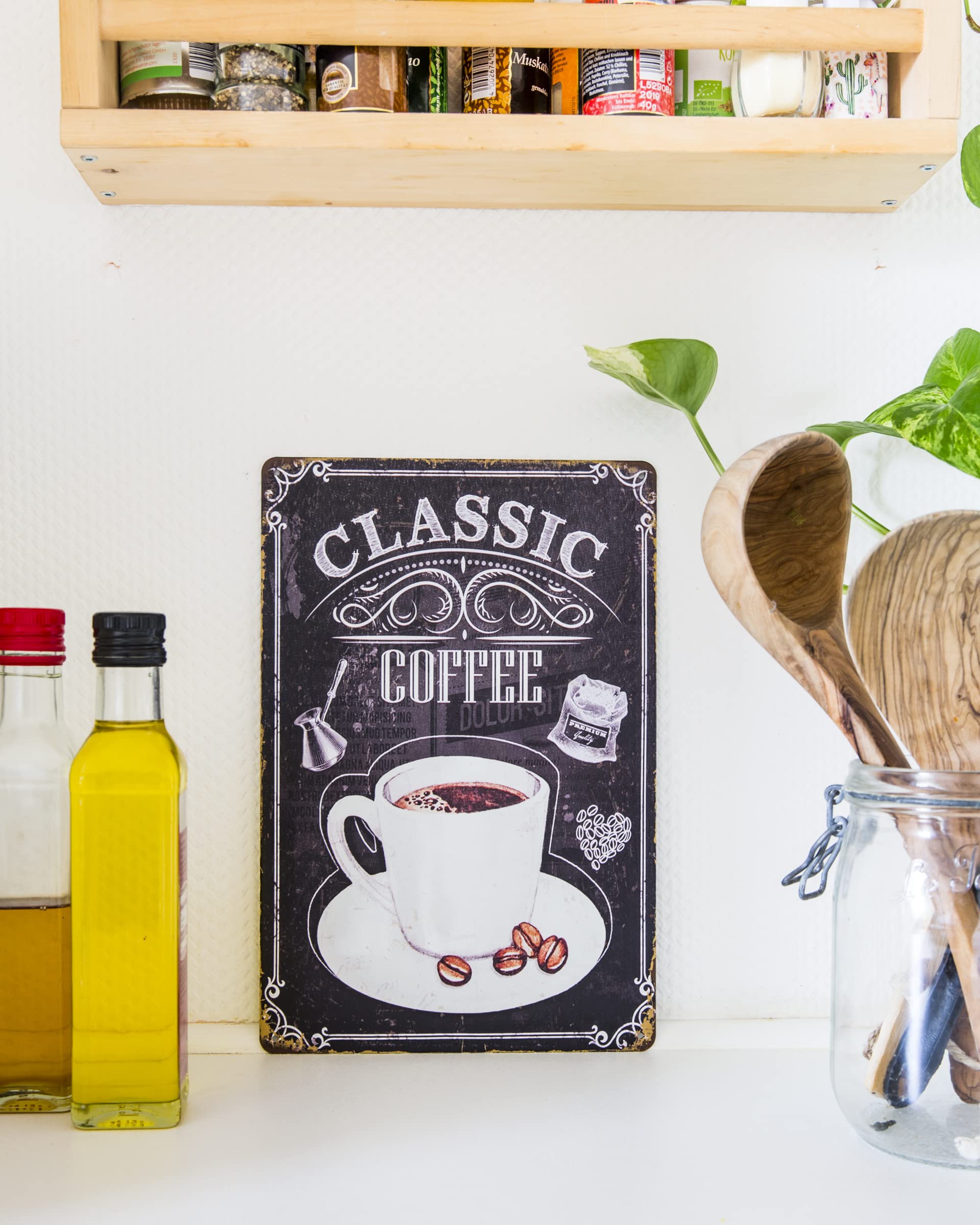 Targa Decorativa 20x30 Cm Targa In Metallo Vintage Con Scritta In Lingua Inglese Coffee Bar In Targhe Di Metallo Vintage