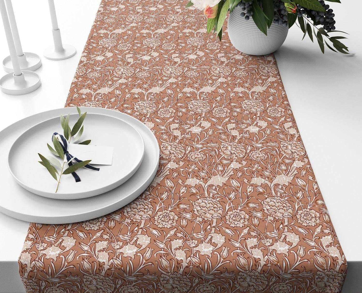 Multicolor Tulip Dark Peach - William Morris Table Runner 180Cm