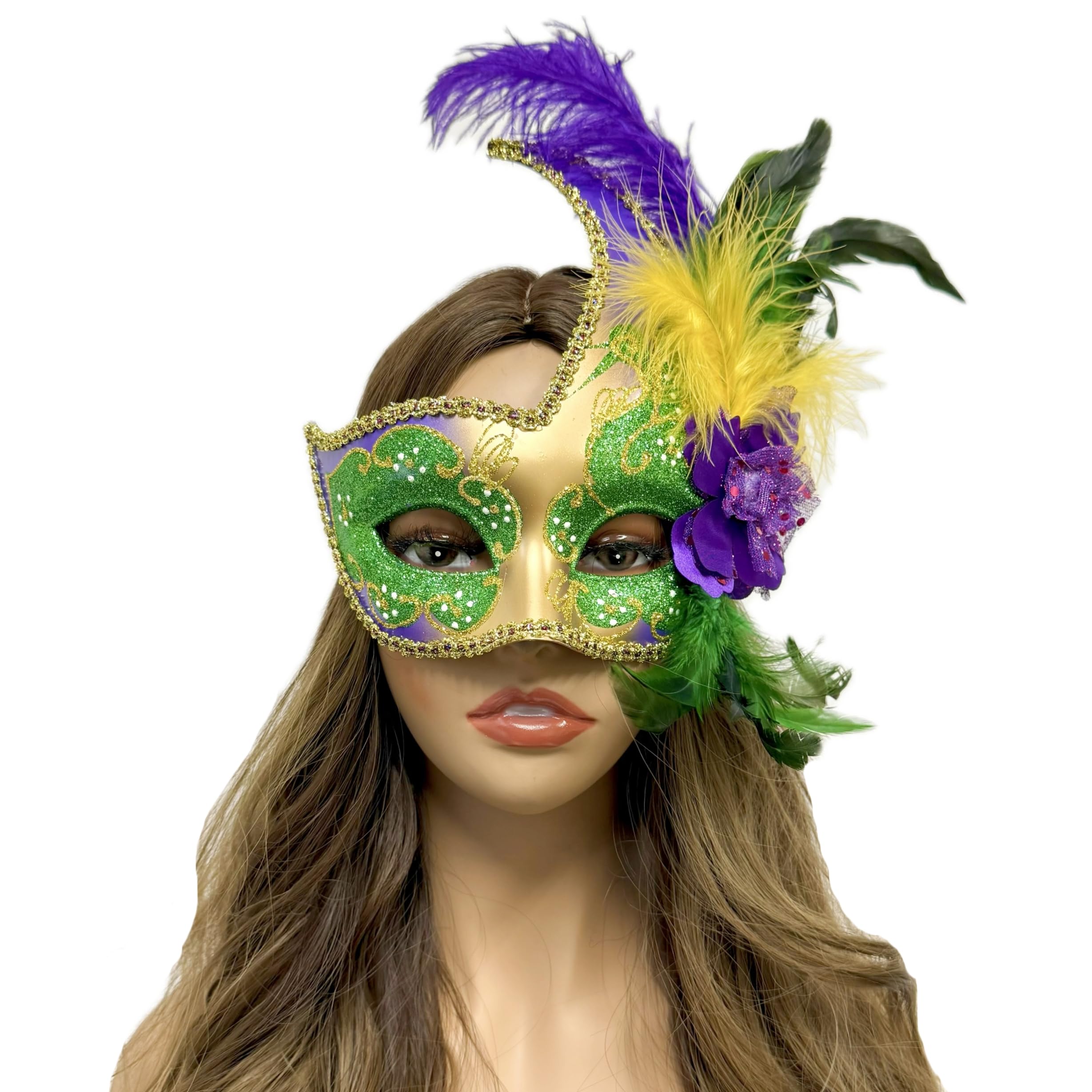 Storm Buy] Women Lady Girls Costume Venetian mask Feather Masquerade Mask Halloween Mardi Gras Cosplay Party Masque For Adult