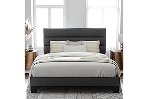 Allewie Full Size Platform Bed Frame with Fabric Upholstered Headboard