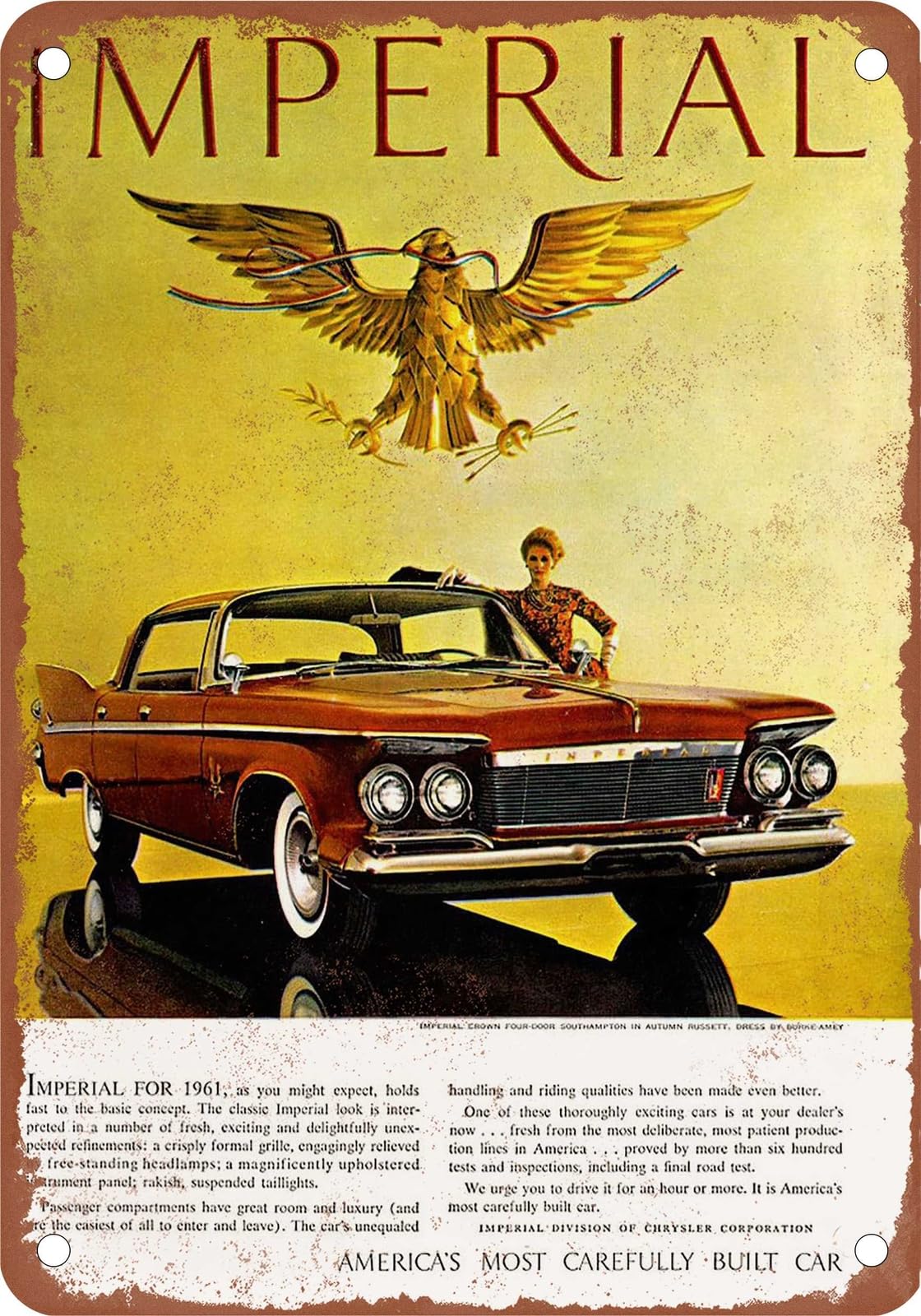 Miaomansenstore Metal Sign - 1961 Imperial Vintage Ad 07 - Old Retro Rusty Look Home Decor