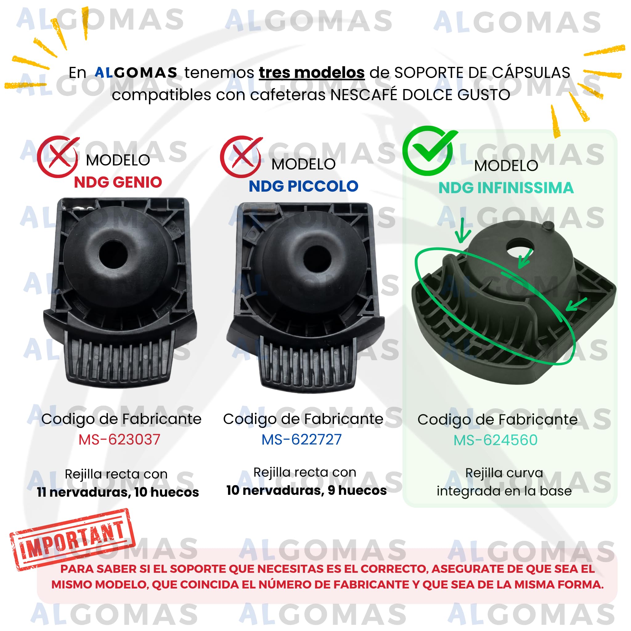 ALGOMAS® Soporte de Cápsulas MS-624560 | Repuesto Compatible con Nescafé Dolce Gusto Infinissima - Portacápsulas Negro para Cafeteras Krups y DeLonghi