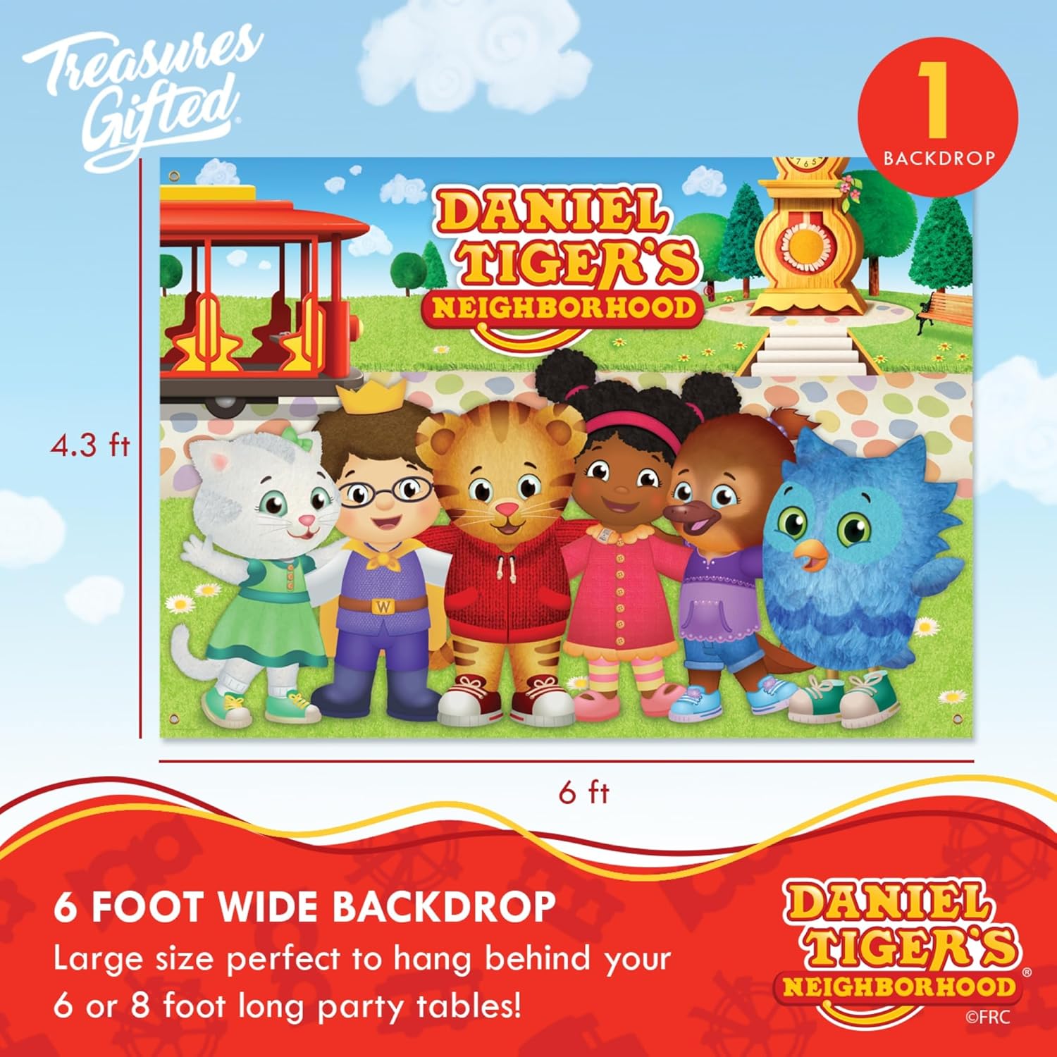 Treasures Gifted Officially Licensed Daniel Tiger Birthday Party Supplies - Serves 16 Guests - Ultimate Set Daniel Tiger Birthday Decorations - Tablecloth, Banners, Cake Toppers & More