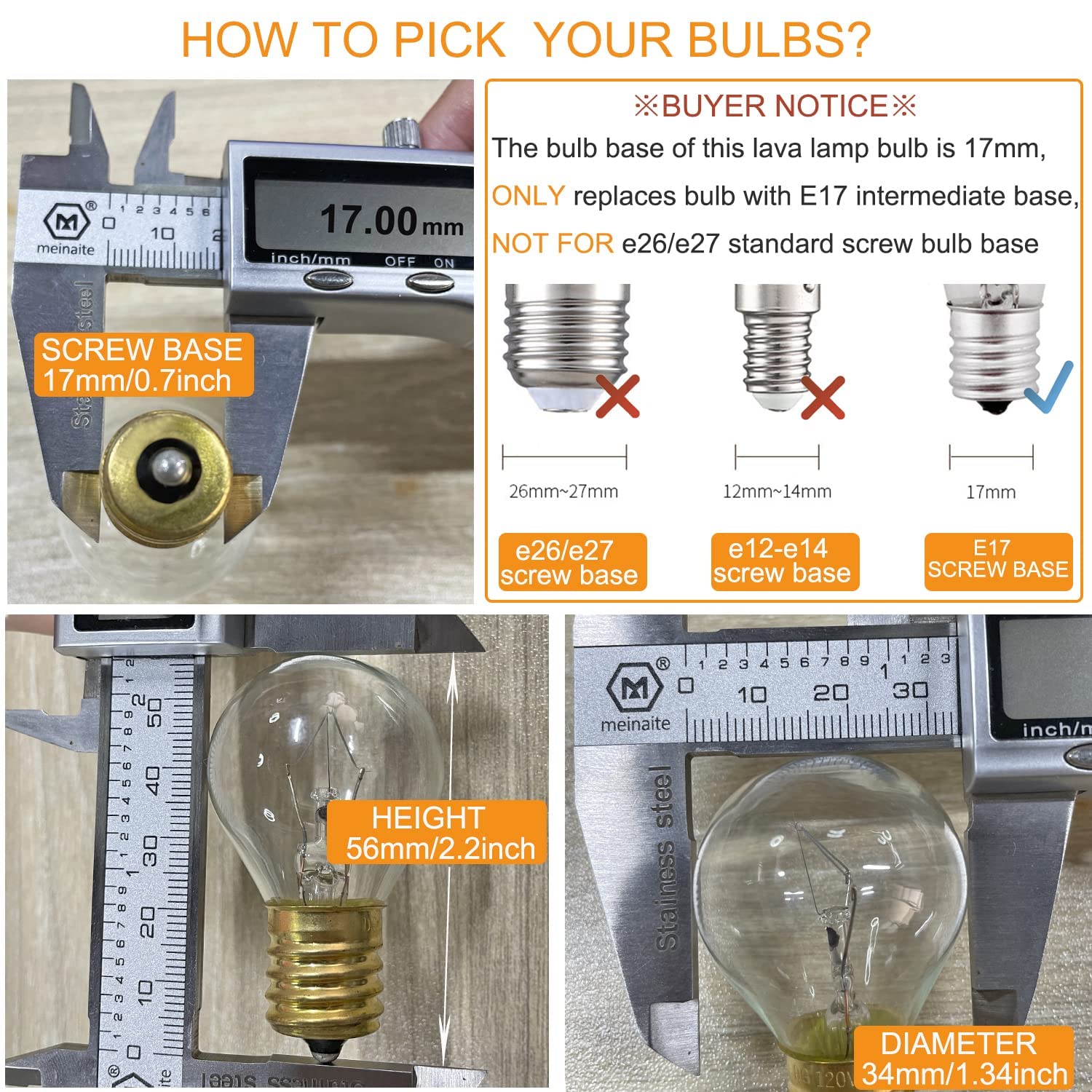Lava Lamp Bulb 25 Watt, E17 Intermediate Base 6 Packs The Lava Original