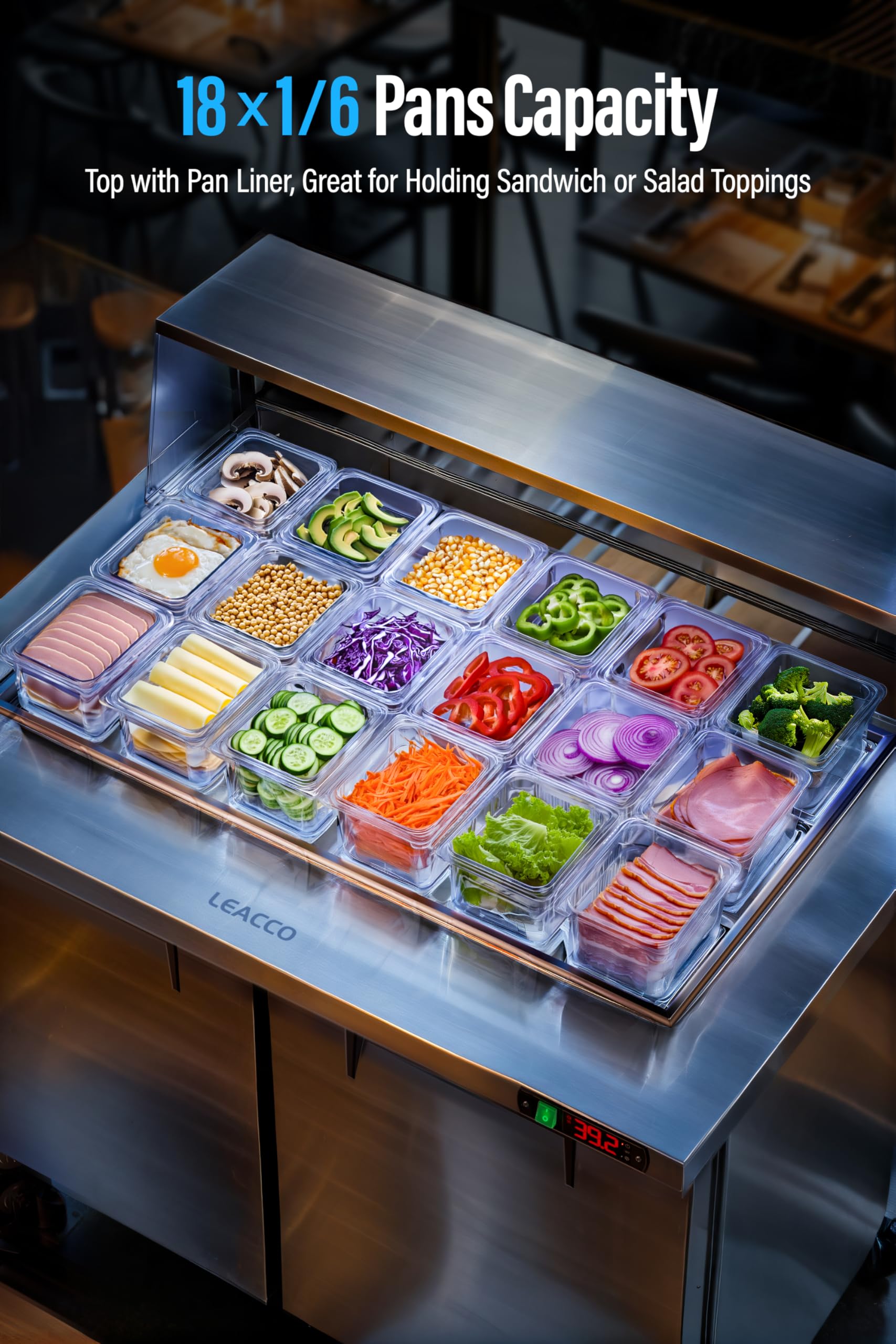 Amazon.com: Leacco Refrigerated Sandwich Salad Prep Table