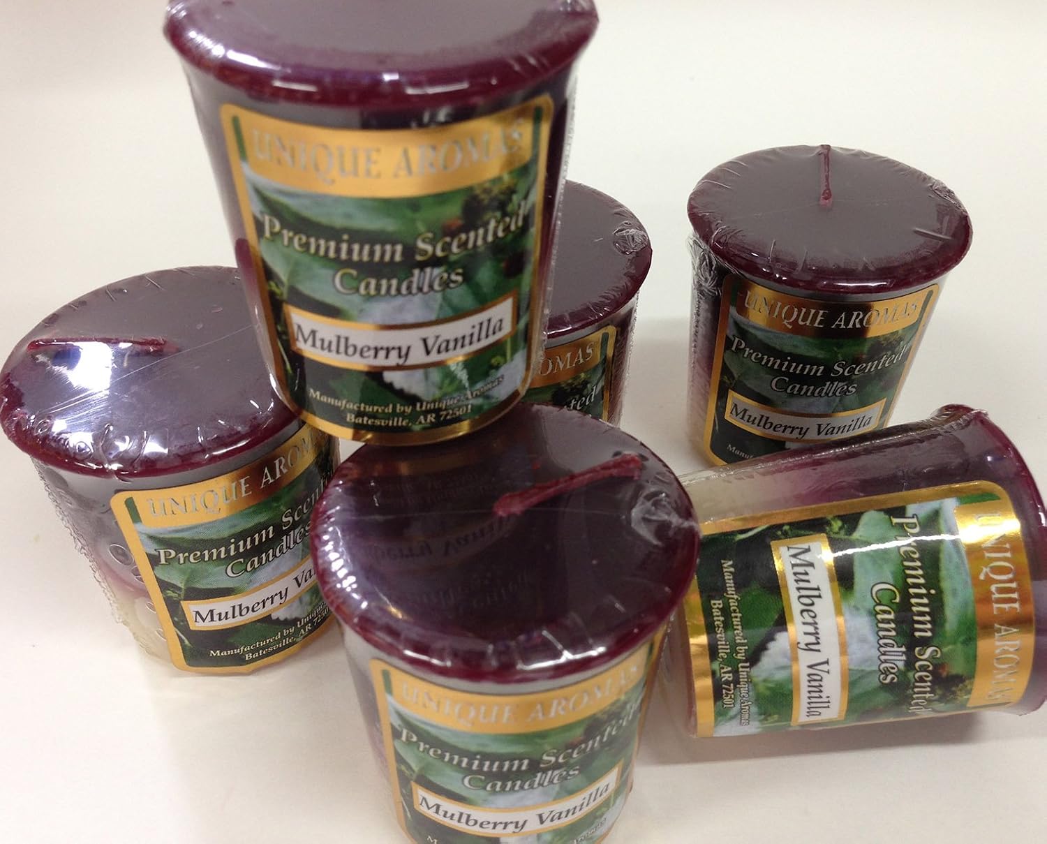 Unique Aromas 2 oz Rd Votive Candles 6/pk Mulberry