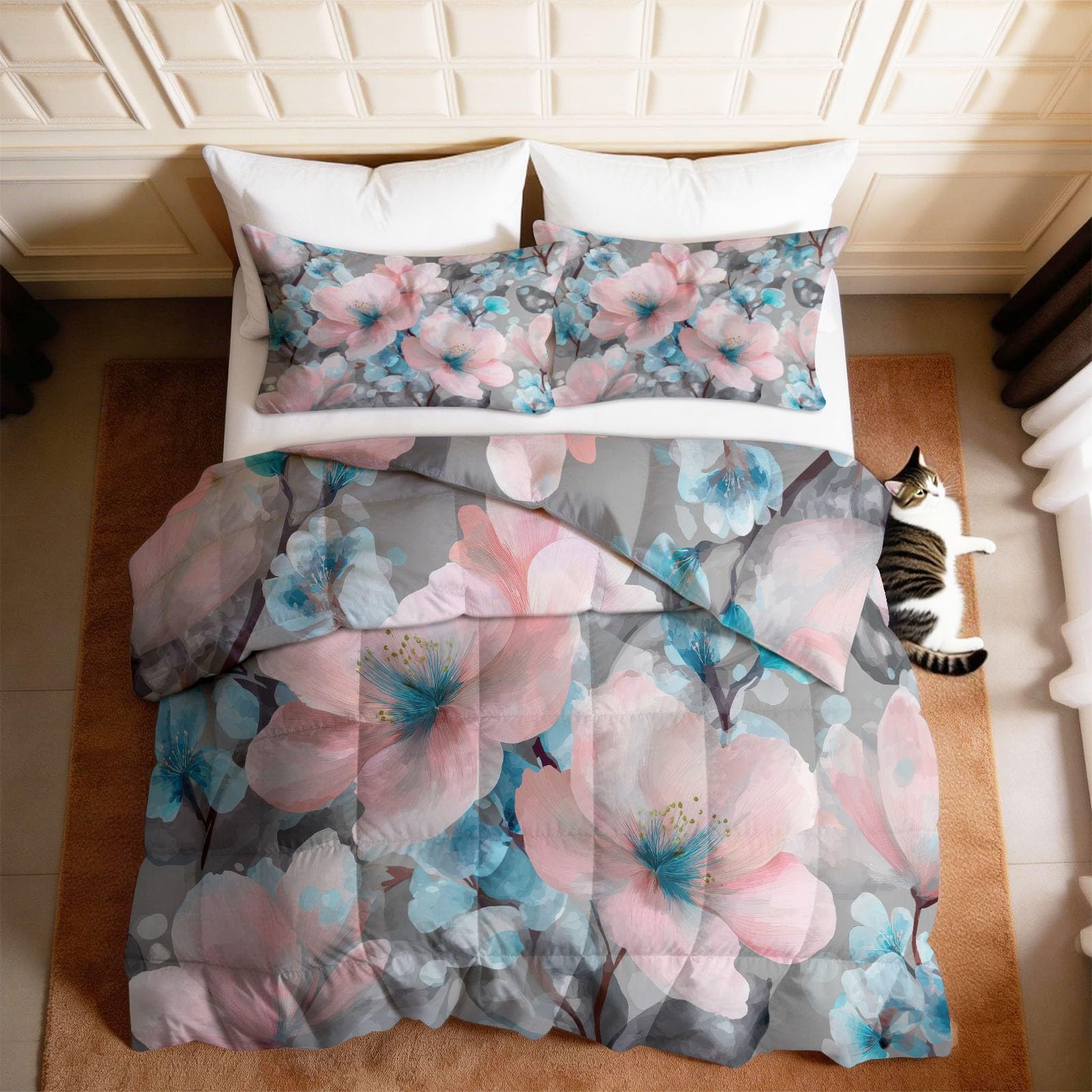 Manta para dormir de estilo acuarela floral para renovar el confort del dormitorio principal