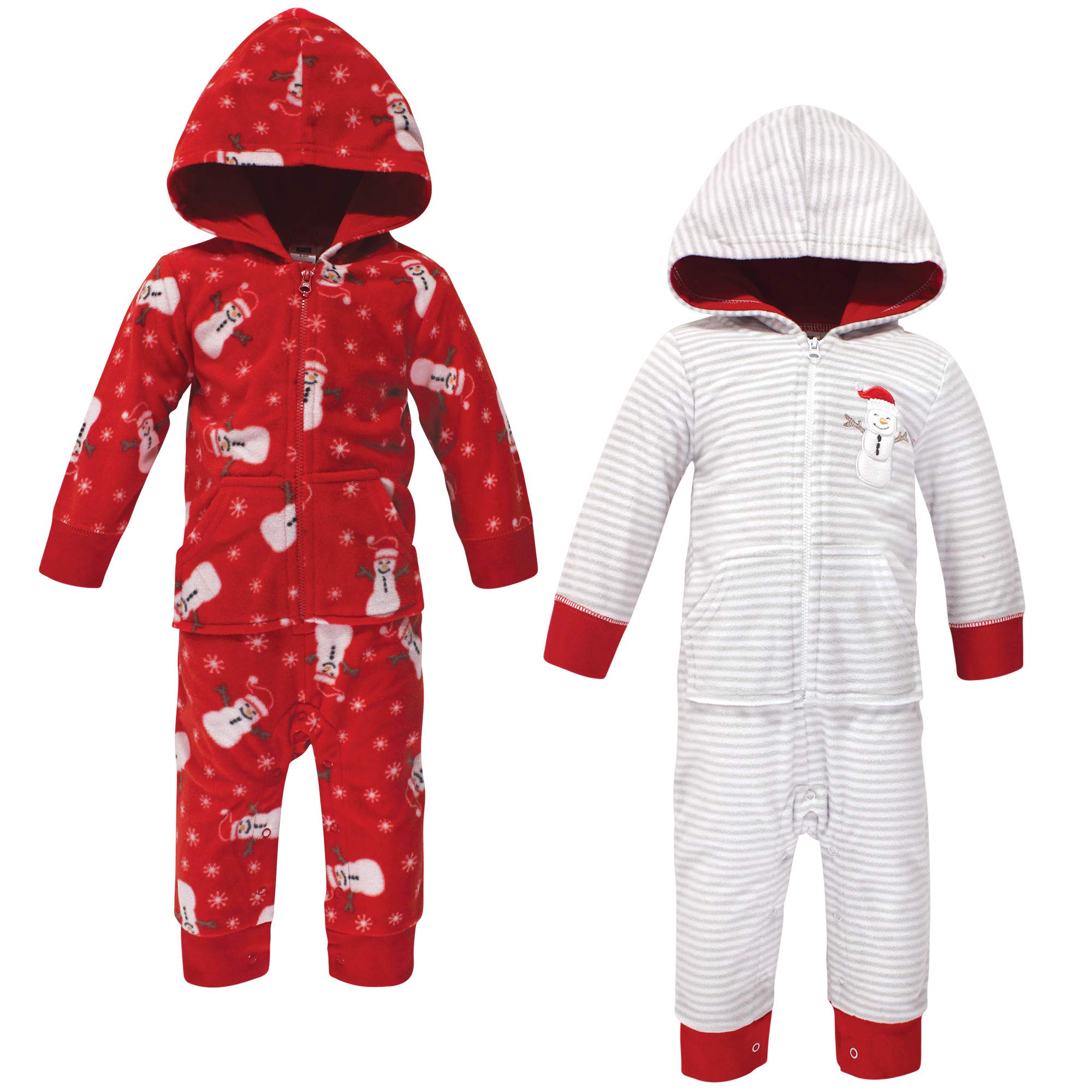 Hudson baby Kurtka polarowa uniseks niemowlę Unisex Baby and Toddler Fleece Jumpsuits and Coveralls, Santa Snowman 2-Pack