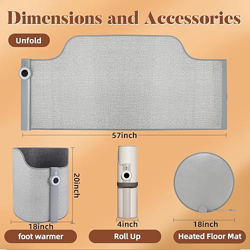 Miniatura 8 de Calentador para debajo del escritorio para la oficina y el hogar, calentador eléctrico silencioso para pies y piernas con tapete calefactable,