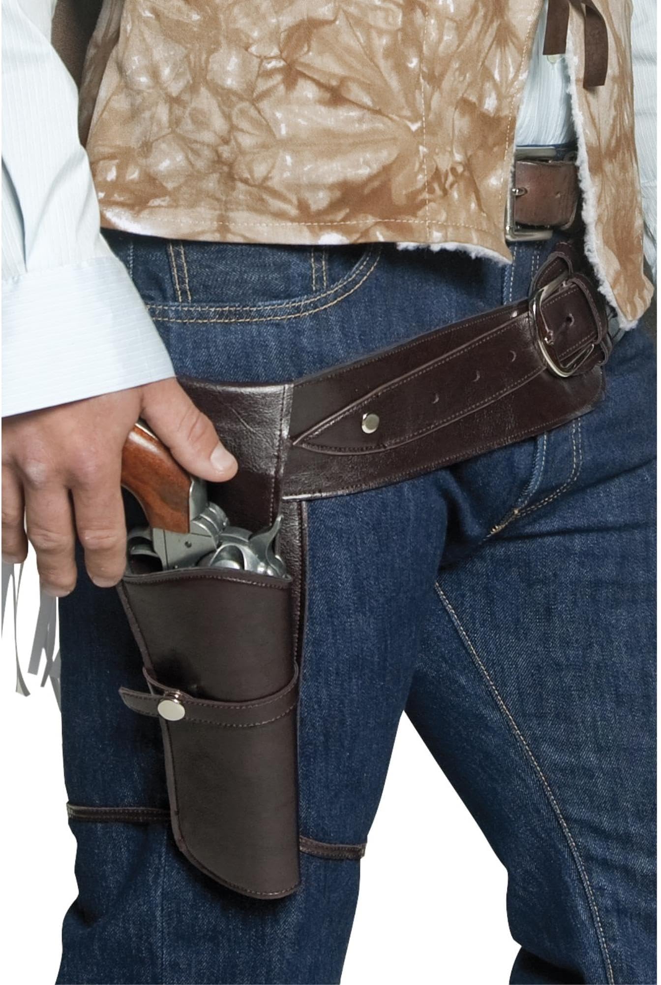 Smiffys Authentic Western Wandering Gunman Belt & Holster, Cowboys and Indians Fancy Dress, Adult Dress Up Accessories Halloween