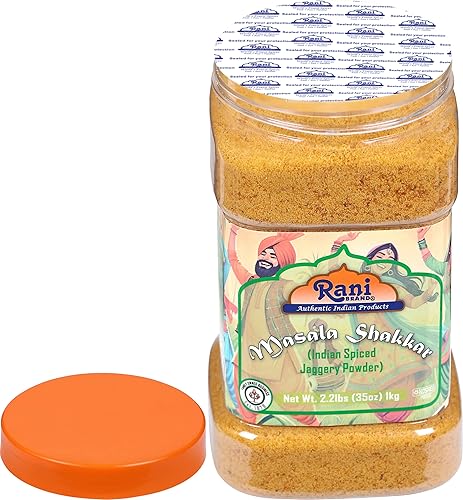 Miniatura 107 de Rani Masala Gur (Jaggery) Azúcar de caña sin refinar indio sin refinar, 17.5 oz (1.1 libras) tarro de PET de 17.64 oz ~ Apto para gluten Vegano