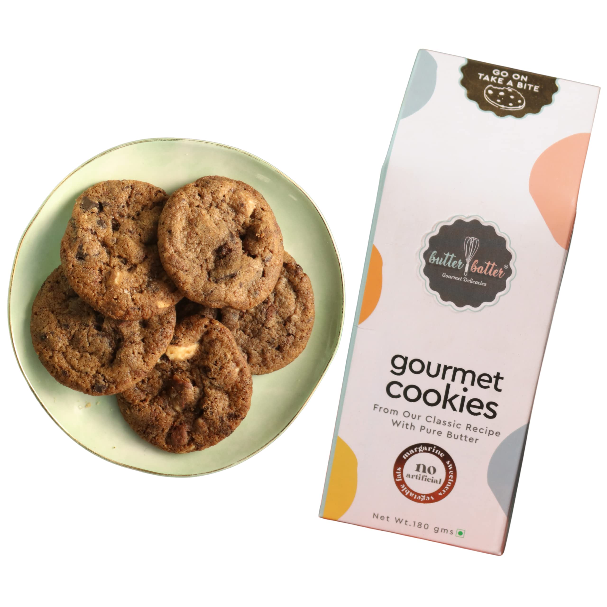 Butter Batter Gourmet Cookies (Triple Chocolate) | 100% Eggless | Traditionally Handmade | With Pure Butter | No Margarine | No Preservatives 180 GMS (8-10 PCS)