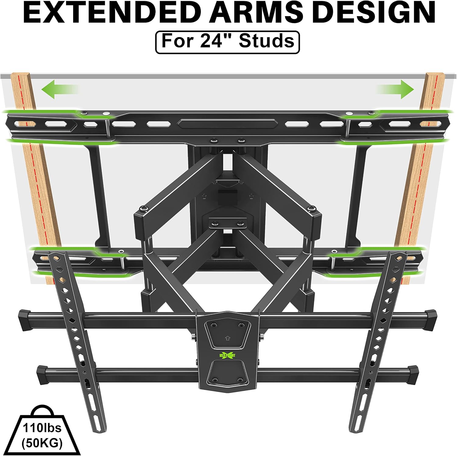 USX MOUNT TV Wall Mounts Fit 16" 18" or 24" Studs for 42"-80" TVS Holds up to 110lbs, Full Motion TV Wall Mounts Tilt Swivel Extension TV Mounts with Dual Articulating Arms, Max VESA 600x400mm