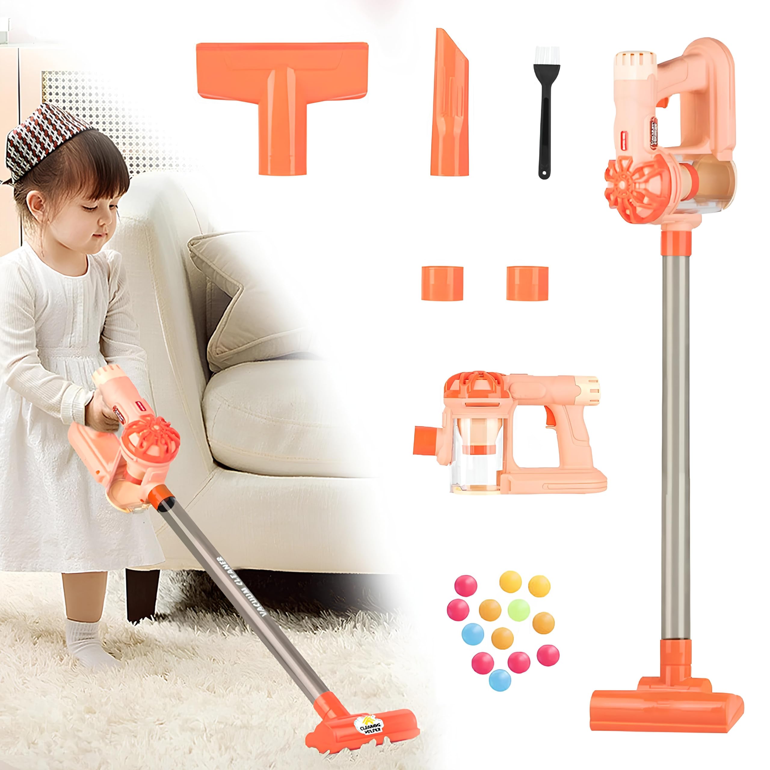 Spielzeug Staubsauger FR Kinder Kabelloser Staubsauger Mit Echten  GerUschen Saugt Wirklich Verwandelbarer Staubsauger 3In1SpielzeuggerTe  Mit ...