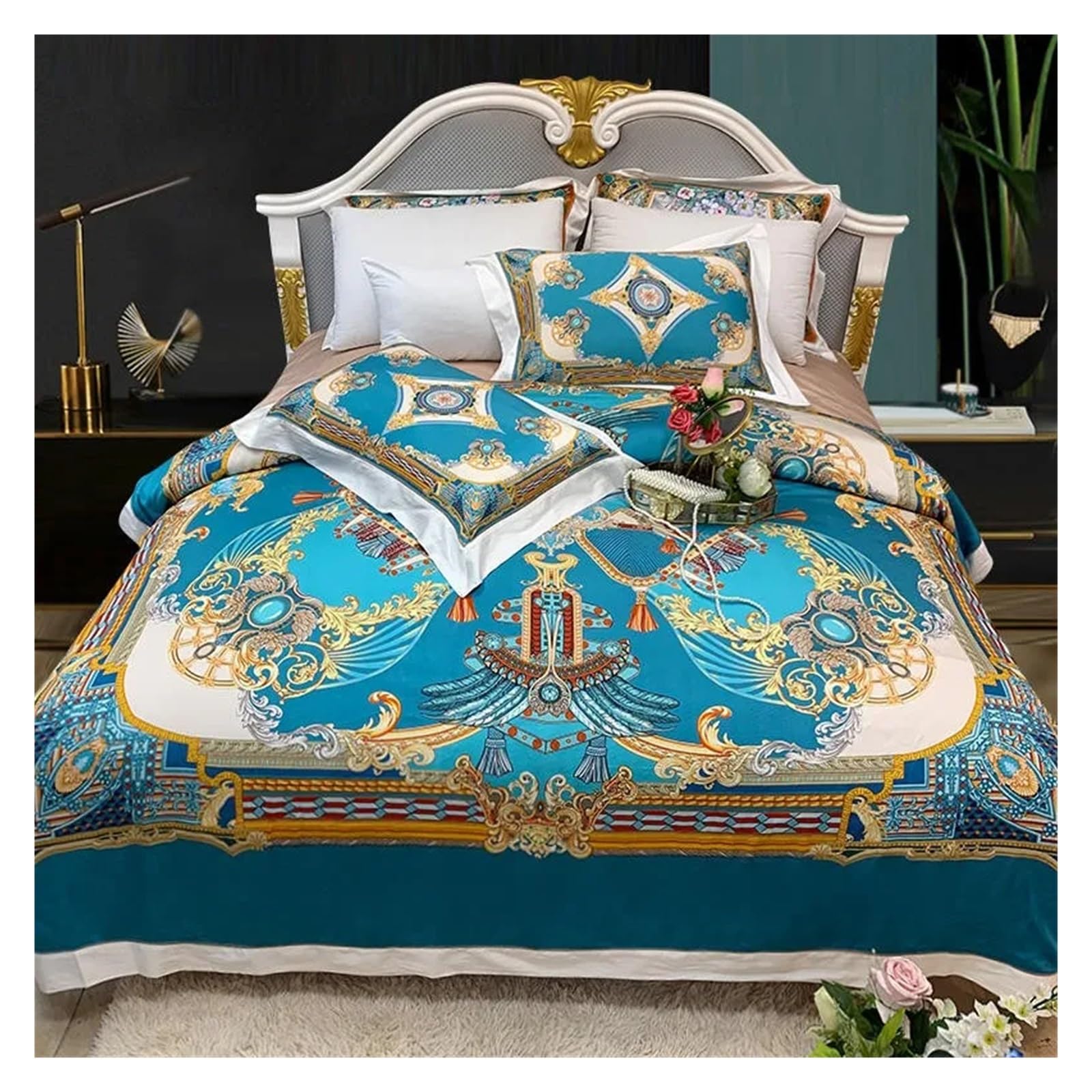 Housse de couette coton soyeux anti-plis ensemble lit vintage Queen
