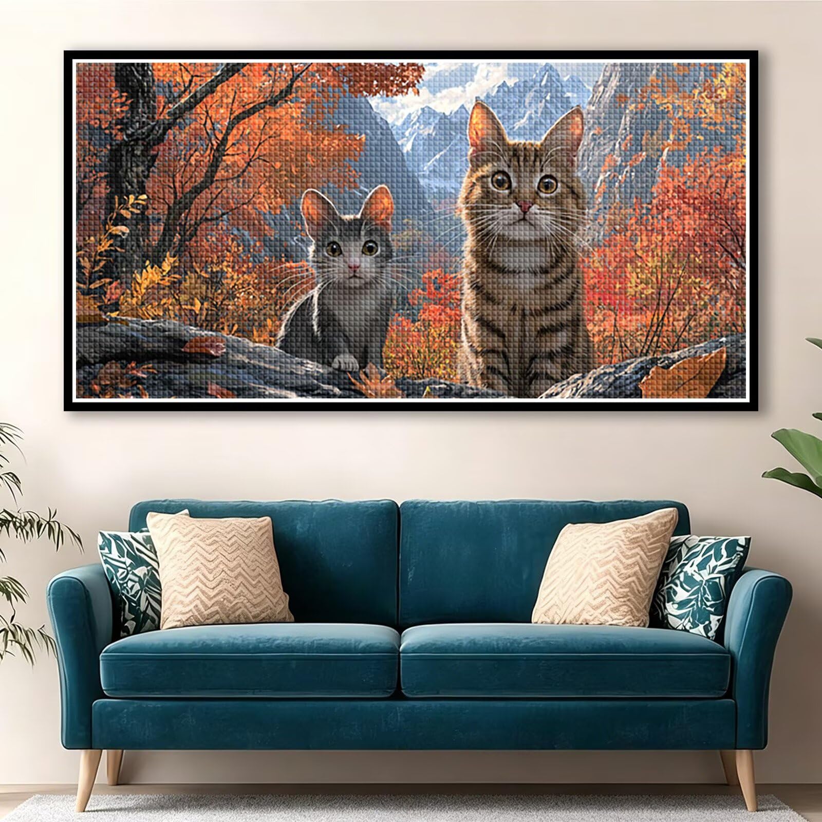 Diamond Painting Grande 160x80cm Gato Diamond Painting Adultos, DIY Animal Pintura de Diamante Manualidades Adultos, 5D Cuadrado Rhinestone Bordado Punto de Cruz para Home Decoration Regalo 0J-145