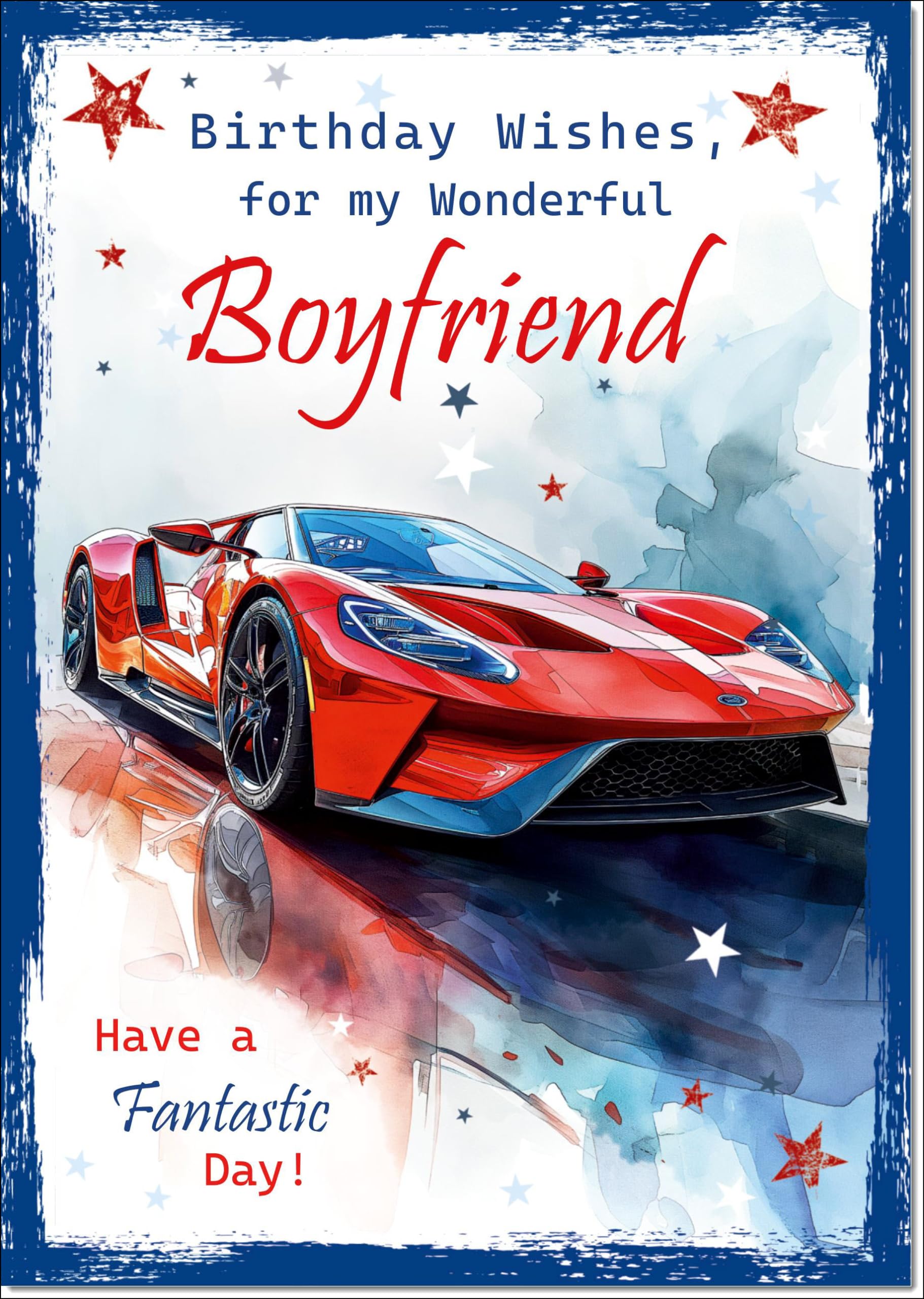 doodlecards Boyfriend Birthday Card Ford GT40 Supercar Large A4 Size with Plain Envelope