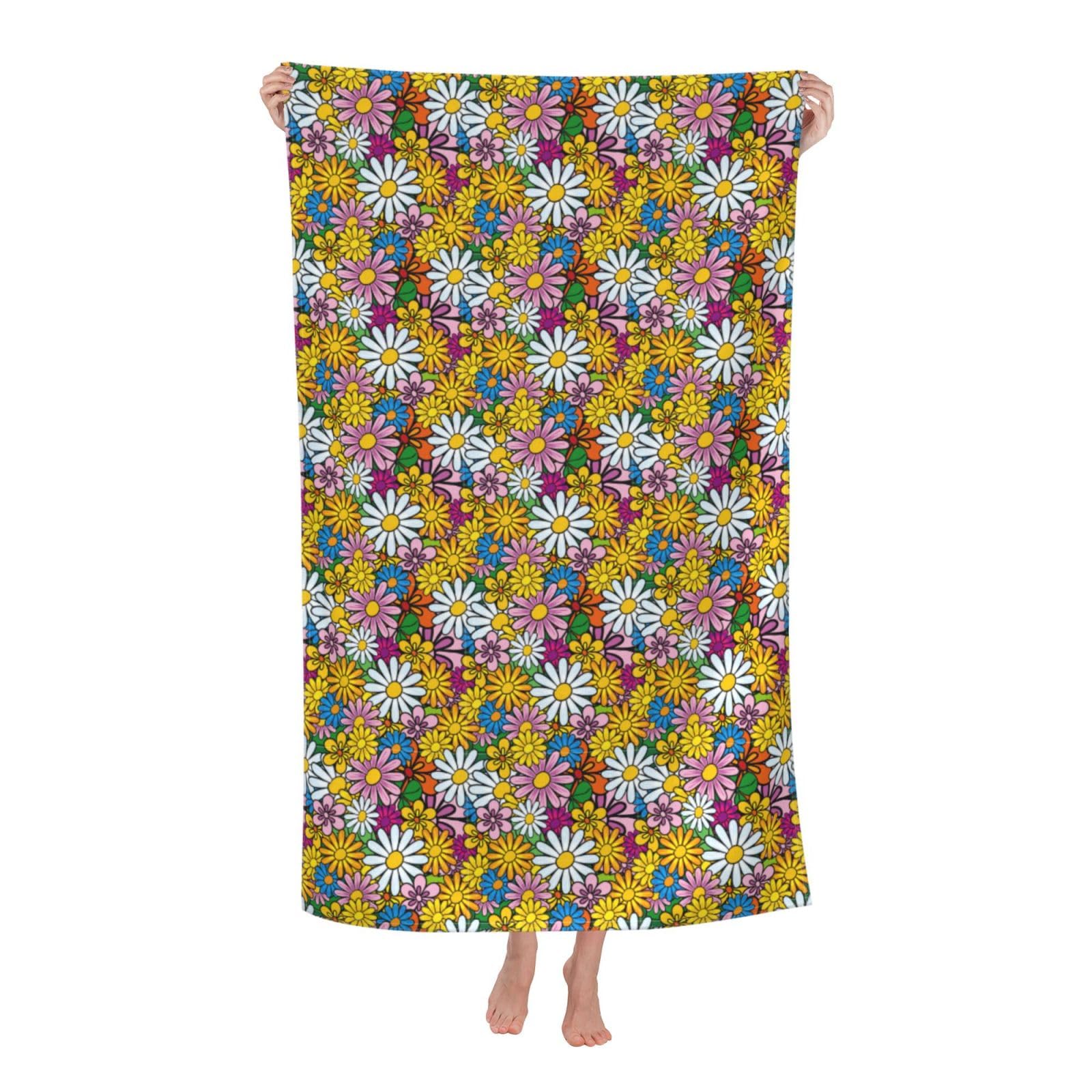 Cbaaghh Cartoon Cute Flowers Print Adult Beach Towels,Beach & Pool Towel,Beach Towels,Towels For Camping
