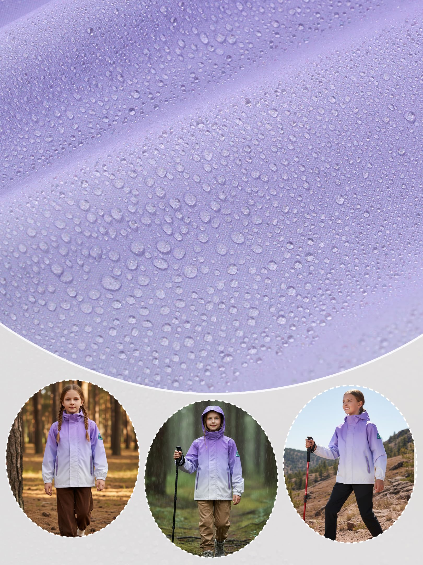 Regenjacken Mädchen Übergangsjacke Fleecegefütterte Windjacke Kapuzen Regenmantel
