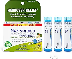 My Personal Guide to the 5 Best Homeopathic Medicine for Indigestion and Gas 10 Boiron Nux Vomica 30C Homeopathic Medicine for Hangover Relief, Upset Stomach, Nausea, and Overindulgence of Food or Drink - 3 Count (240 Pellets)