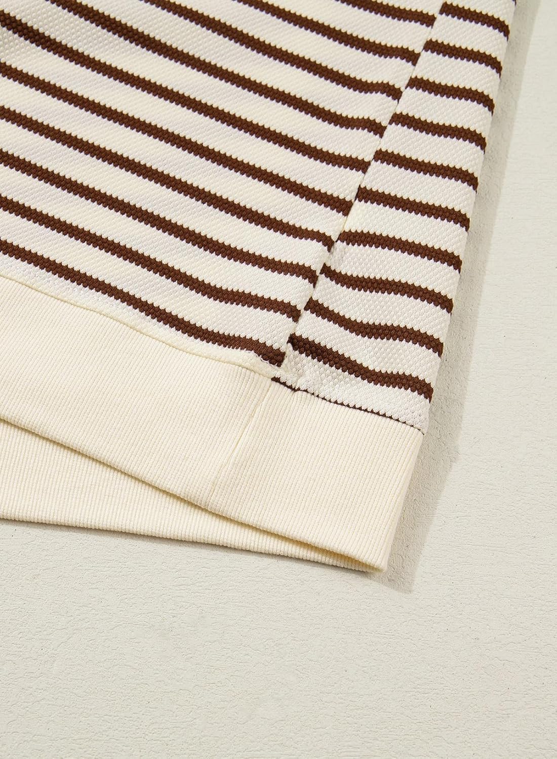 SHEWIN Women Summer Loose Fit Tops Trendy Rib Knit Stripe Shirt Business Dressy Casual 2026 - Image 6