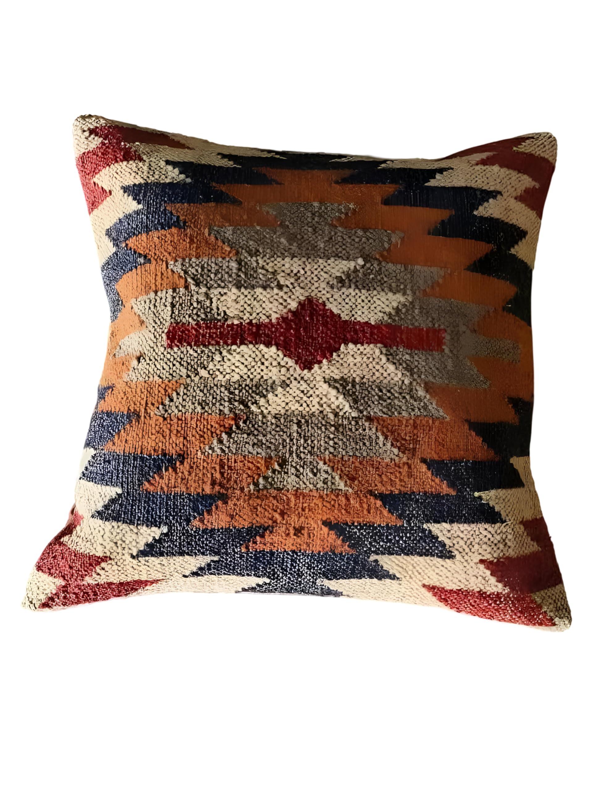 Housse de coussin kilim 18x18 coussin en laine et jute indien ethnique
