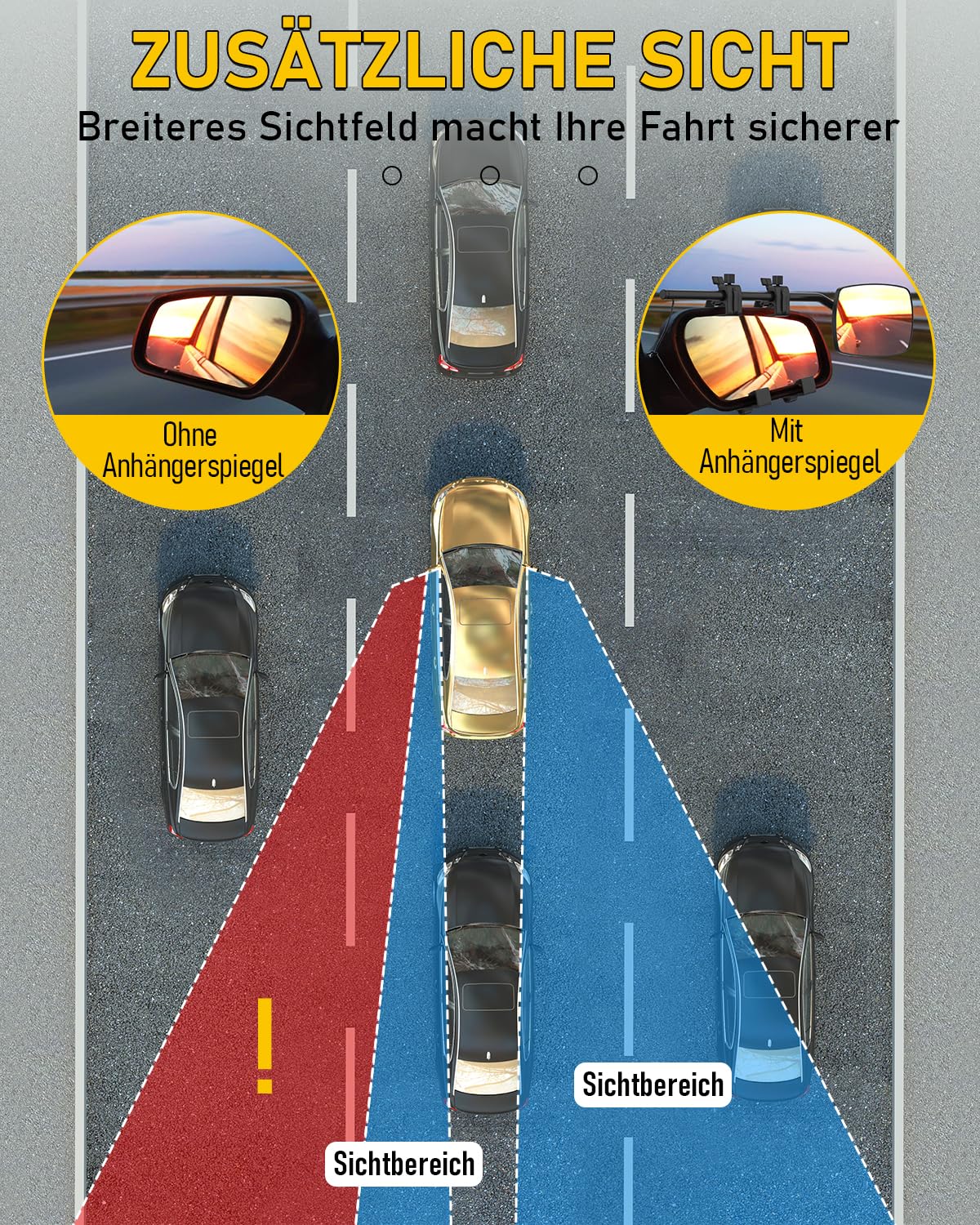 Wohnwagen Spiegel Auto wohnwagenspiegel universal caravanspiegel außenspiegel wohnwagen spiegelverlängerung wohnwagen Abschleppspiegel für alle gängigen Fahrzeugtypen (2 Stück)