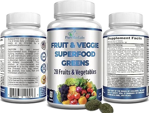Miniatura 4 de Verdes superalimentos de frutas y verduras - 28 frutas y verduras con alfalfa, hierba de cebada, espirulina, raíz de remolacha, cereza ácida,