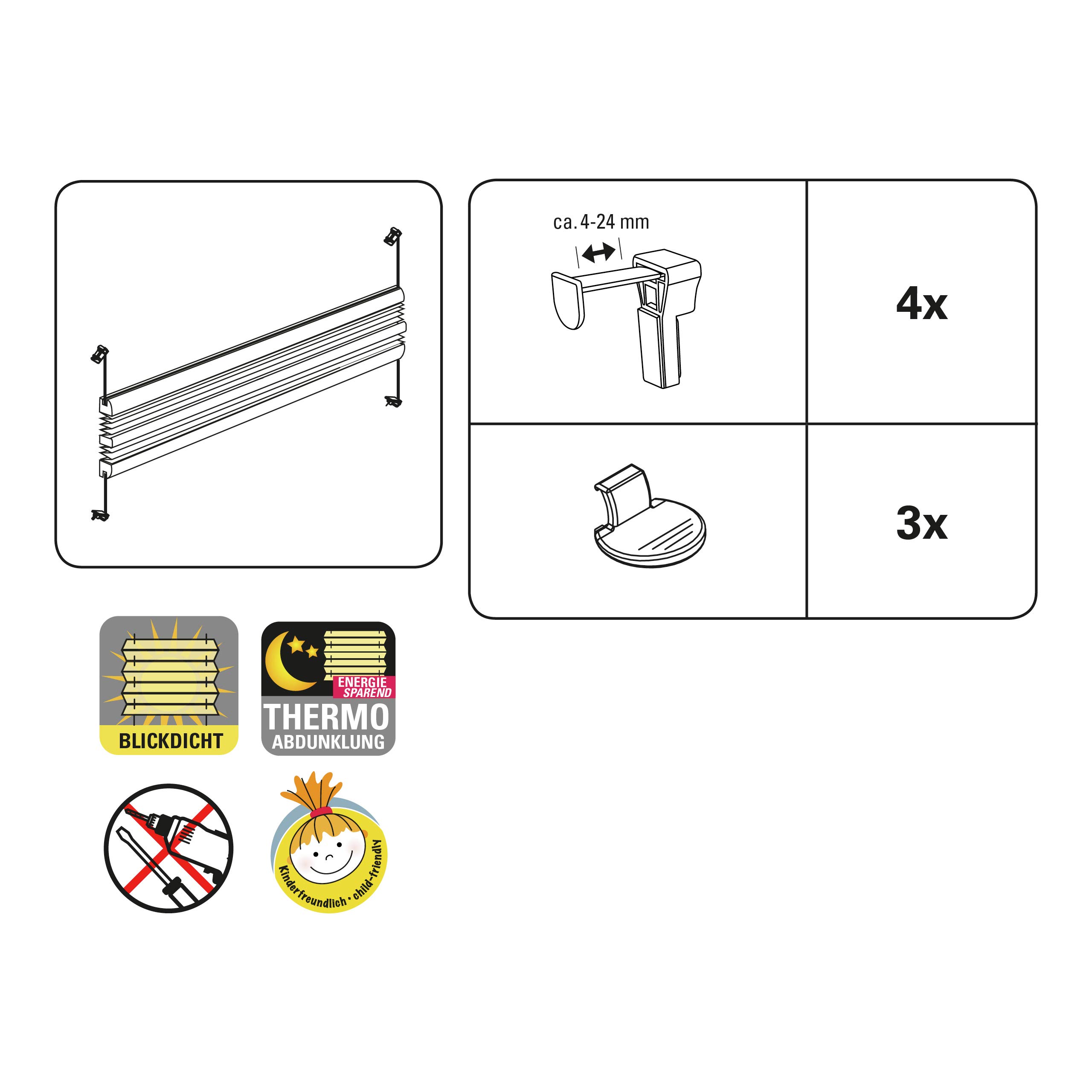 Gardinia Store plissé à Clipser, Idéal pour Le Jour et la Nuit, Kit de Montage Inclus, EASYFIX Store Plissé Nuit + Jour, Blanc, 50 x 130 cm (LxH)