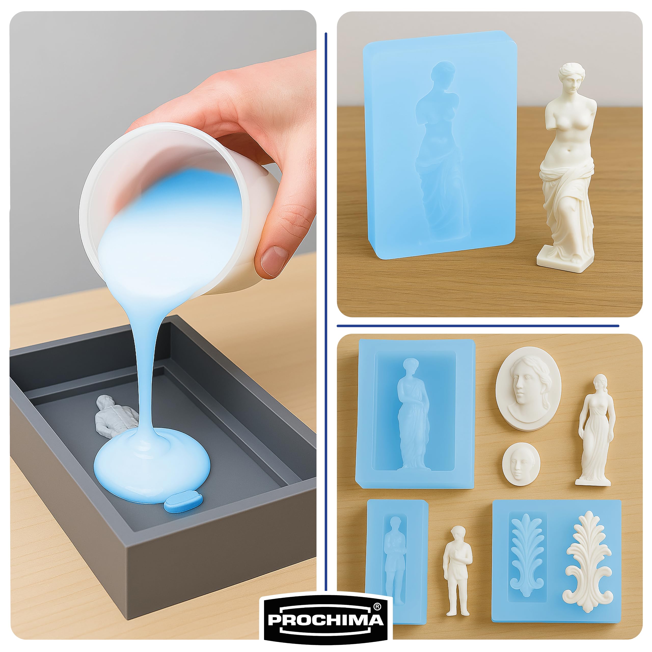 PROCHIMA Gomma SILICONICA da COLATA - GLS-20 PRO – Gomma Siliconica Liquida al Platino Bicomponente - Alta Precisione e Resistenza, Colabilità Medio-Bassa, fedeltà Riproduzione dei Dettagli - 5kg