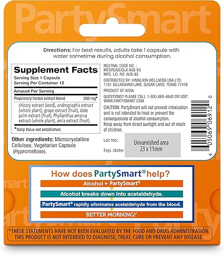 Miniatura 2 de Himalaya PartySmart, una cápsula para una mejor mañana, a base de plantas, apoyo hepático, mejor mañana después de beber, estudiado clínicamente,