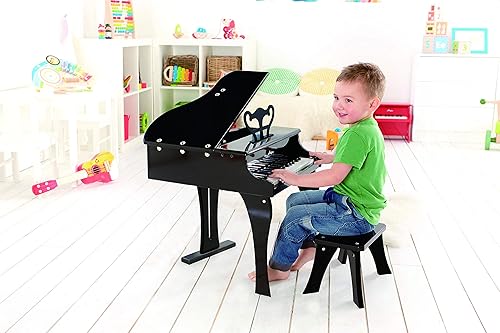 Miniatura 4 de Hape Happy Grand Piano Instrumento musical de madera para niños, negro, L: 19.7, W: 20.5, H: 23.6 pulgadas