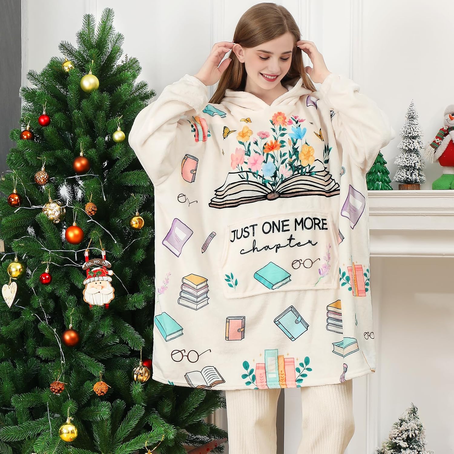 Book Lovers Gifts Wearable Blanket Hoodie,Gifts for Readers,Bookish Librarian Book Club Gifts for Women on Birthday Christmas