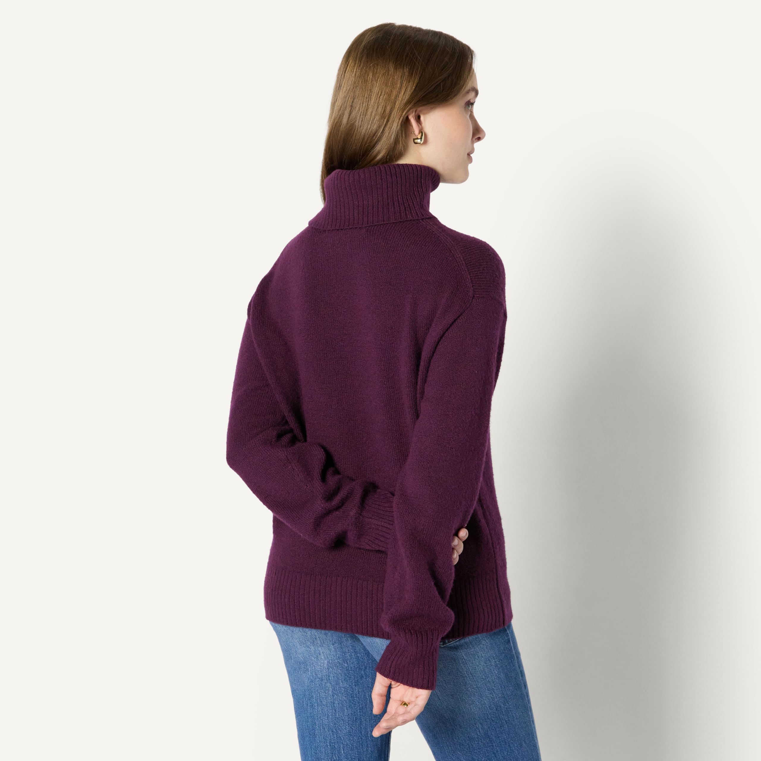 Amazon Essentials Mujer Jersey con Cuello Alto en Mezcla de Algodón de Corte Holgado