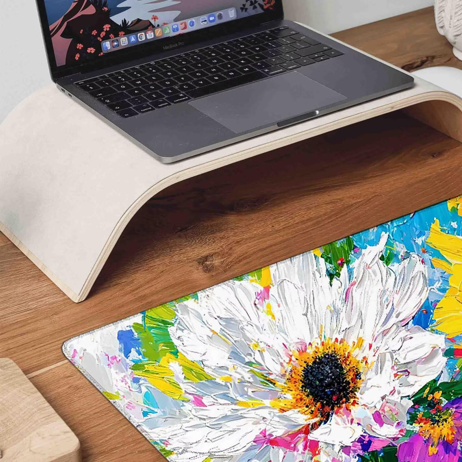Tappetino Mouse Giallo Mousepad Fiore Tappetino Mouse XXL 1200 x 600mm Sottomano Scrivania Grande con Base in Gomma Antiscivolo Accessori Gaming, Migliora Precisione e Velocità per PC, Laptop h8835