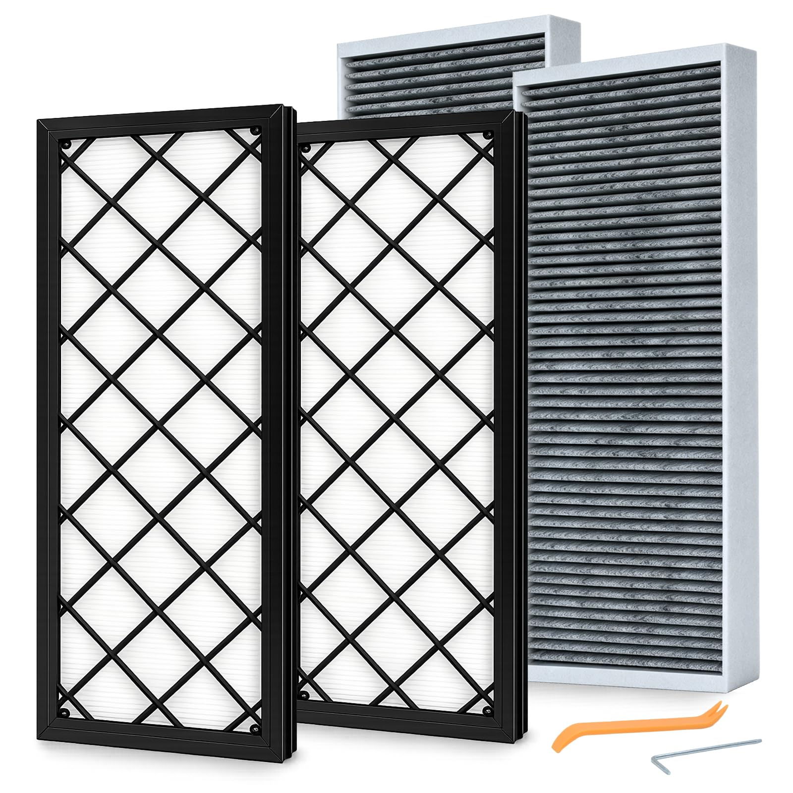 Prefiltro esterno per aspirazione dell'aria compatibile con Tesla Model Y 2020-2025, set di 4 filtri HEPA e carboni attivi, filtro aggiuntivo per completare il filtro abitacolo