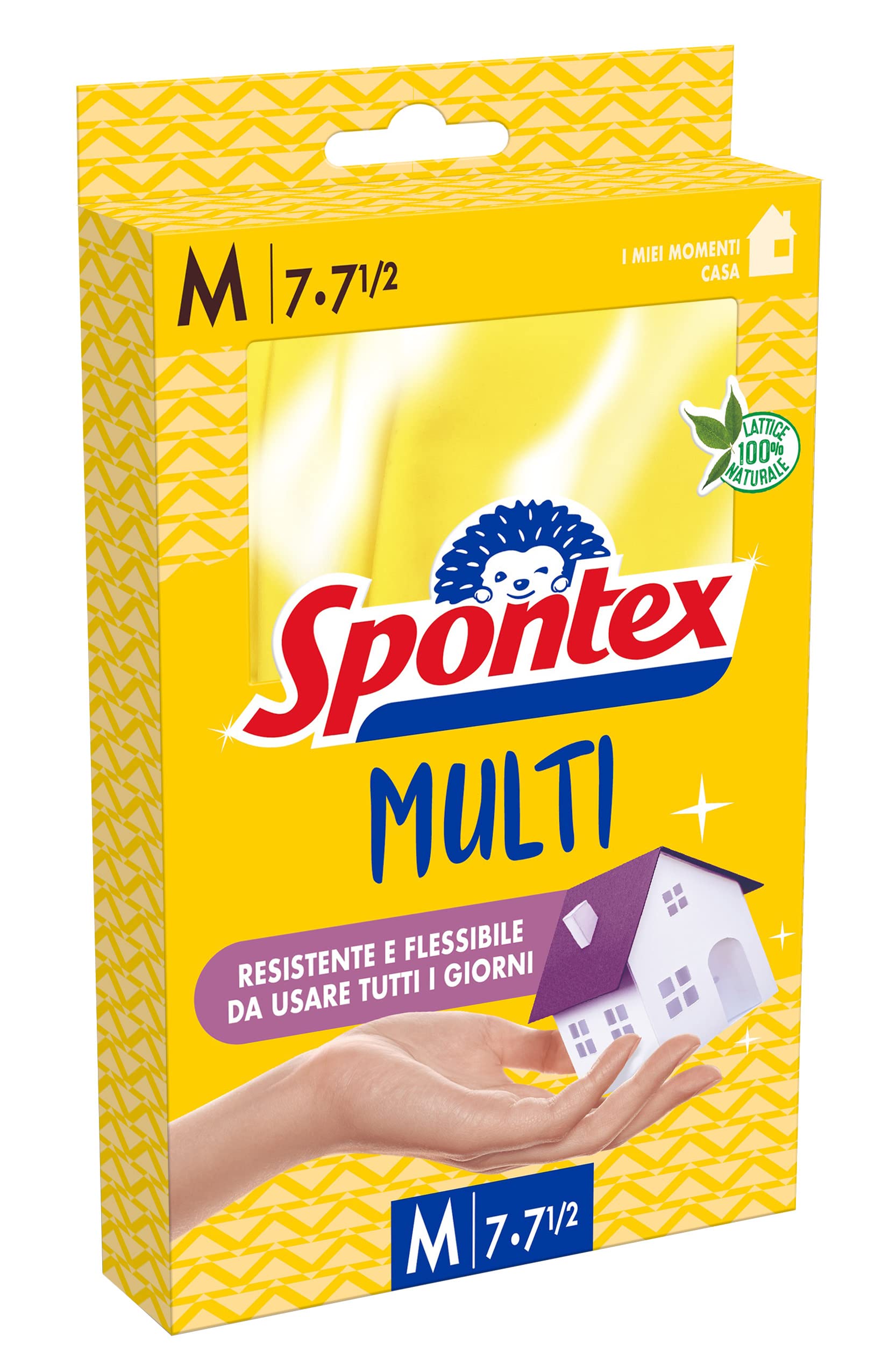 Spontex Haushaltshandschuhe aus Naturkautschuklatex, Größe S, Gelb, ideal für Hausarbeiten, Karton mit 72 Stück