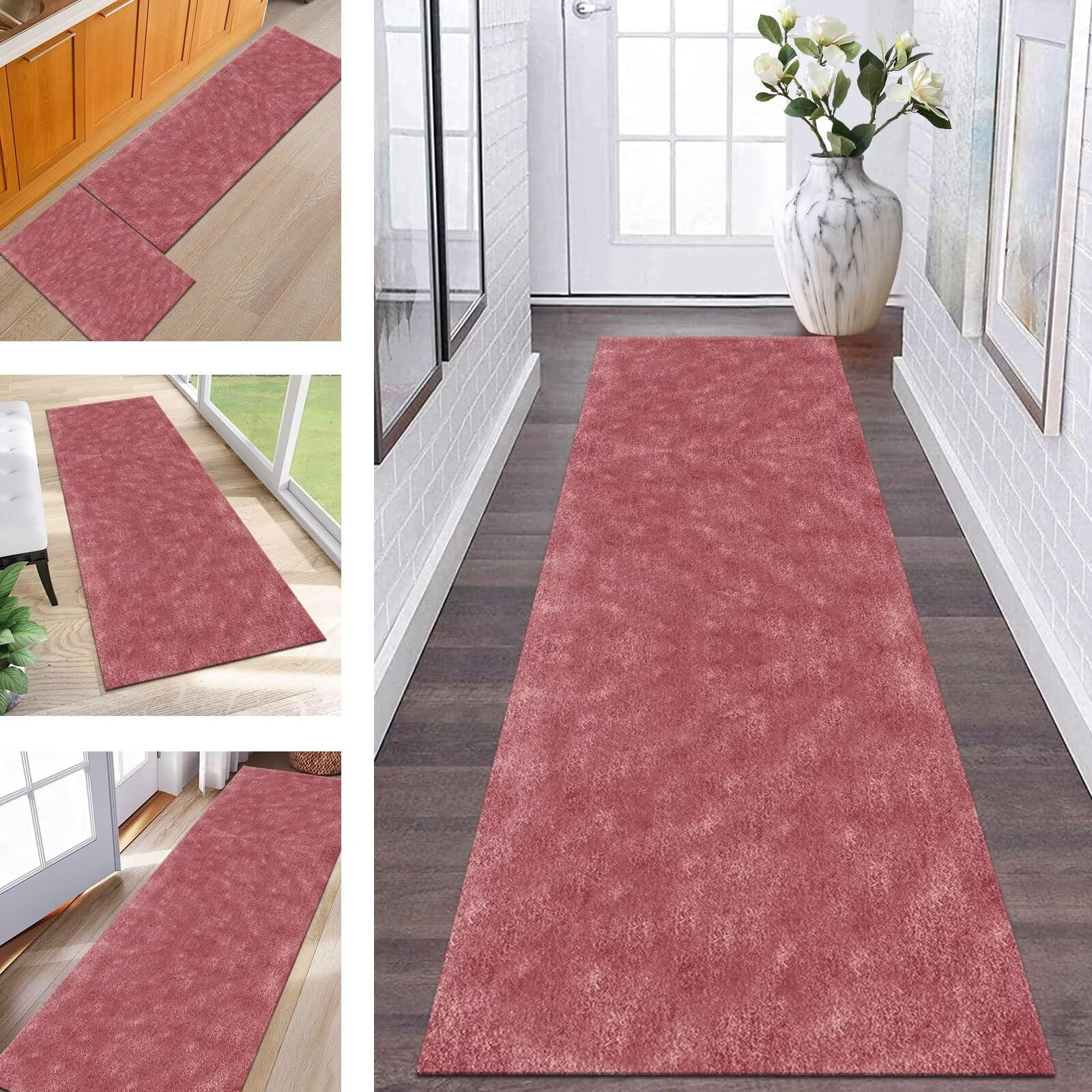 Tapis de cuisine devant évier long lavable 40x120cm tapis de couloir rouge
