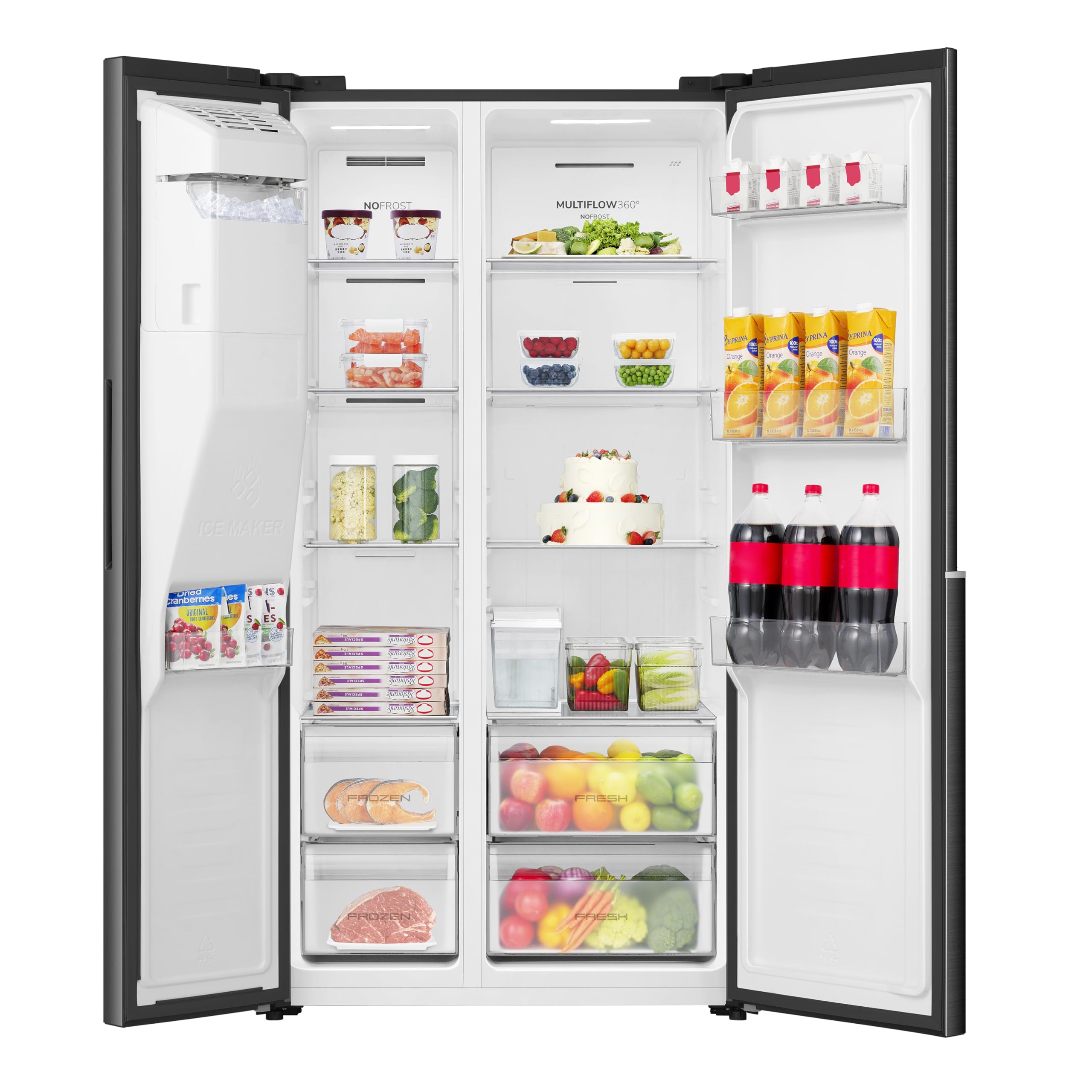 Gorenje NRS917C61BX Kühl-Gefrierkombination/Freistehend/Side-by-Side/ 528 Liter/EEK C/ 37dB/ Eis&Wasserspender/NoFrost Plus/MultiFlow 360°/ FastFreeze/ (B×H×T): 91,1 × 178,6 × 61,5 cm/Schwarz