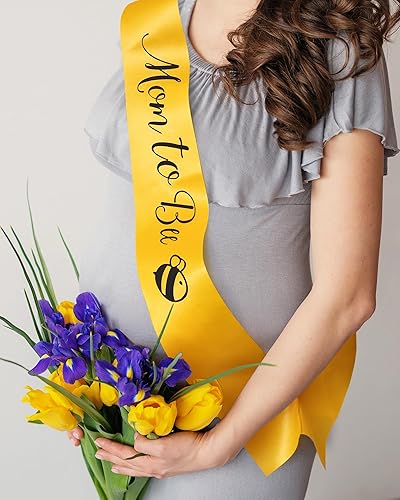 Miniatura 6 de Baby Bee Baby Shower Mommy Sash Embarazo Sash Recuerdo Baby Shower Flor Cinturón de vientre, Amarillo